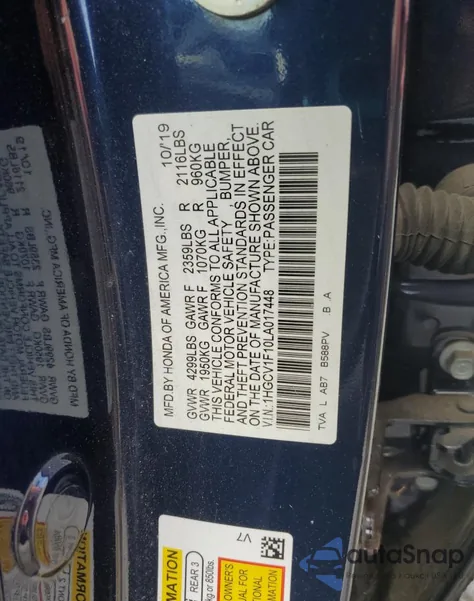 2020 Honda Accord Lx from USA, damaged, VIN 1HGCV1F10LA017448